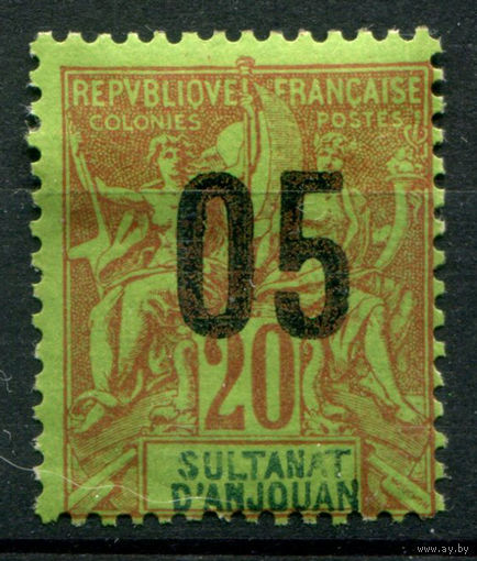 Французские колонии - Султанат Анжуан (Мадагаскар) - 1912г. - аллегория, надпечатка 05 на 20 с - 1 марка - MH [Mi 114]. #4-W1-119-A-1