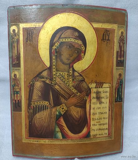 Икона Божией Матери Боголюбская, Храмовый Размер, 19 век. Живопись, золото...