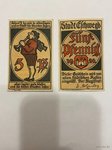 Нотгельд 5 пфеннигов 1921 год. Эфшвеге. Веймарская республика - 2201