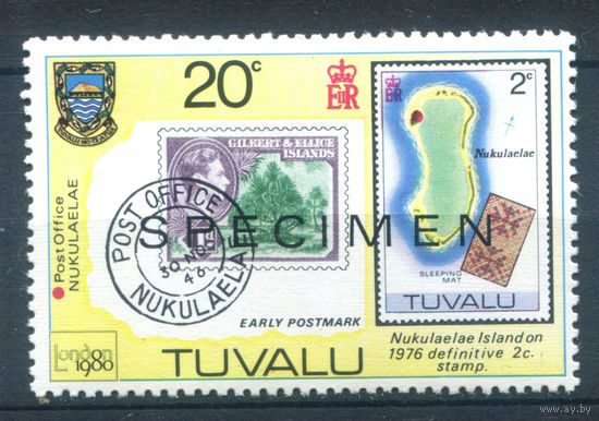 Тувалу - 1980г. - международная филателистическая выставка, надпечатка SPECIMEN, 20 с - 1 марка - MH [Mi 121]. #3-WB-79-B-1