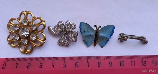 Винтажные Украшения.Брошки 4 штуки