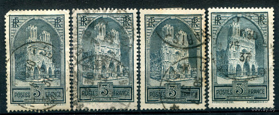 Франция - 1930г. - собор, I - IV тип - 4 марки - полная серия, гашёные [Mi 256]. #2-Fr-29-A-1