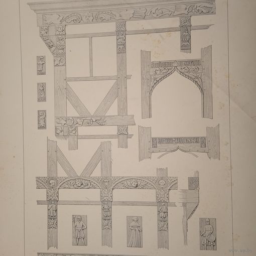 Гравюра. 19 век. HAUS AM PFERDEMARKT,... 48 X 32cm. Германия.  РАСПРОДАЖА КОЛЛЕКЦИИ.