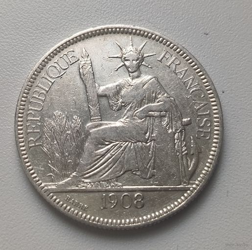 С рубля без мц! 1 пиастр 1908 французский Индокитай