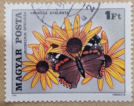 Венгрия 1980. Цветы. Фауна. Vanessa Atalanta