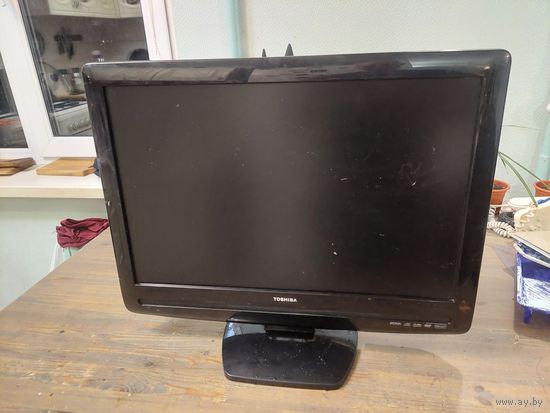 Телевизор Toshiba 22SLDT2, на запчасти, бита матрица, также не включается. Встроен DVD-плеер. Пульта нет.