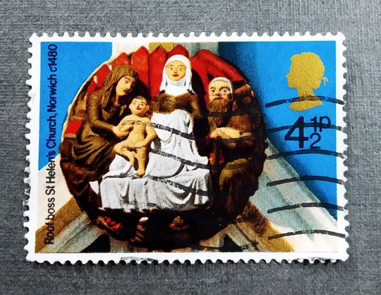 Марка Великобритания 1974 год Рождество