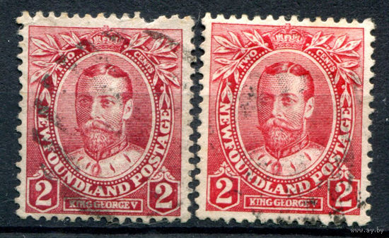 Британские колонии - Ньюфаундленд - 1911г. - король Георг V, коронация, разновидности цветов - 2 марки - гашёные [Mi 86]. #3-WB-100-A-1