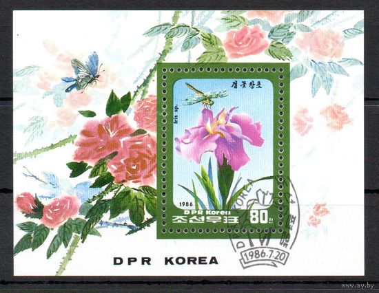 Цветы КНДР 1986 год 1 блок