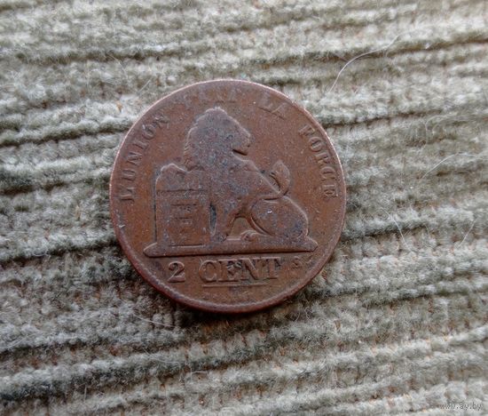 Werty71 Бельгия 2 сантима 1862 Лев