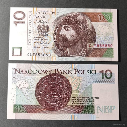 Польша, 10 злотых 2025 г., P-183 (CL, князь Мешко I), UNC