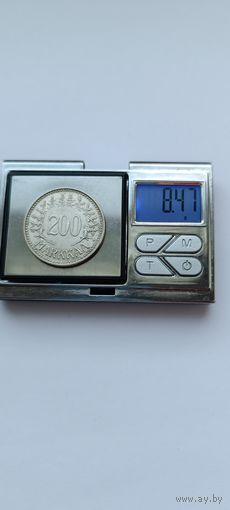 200 марок Финляндия 1956 года. Серебро 500. Монета не чищена. 45171