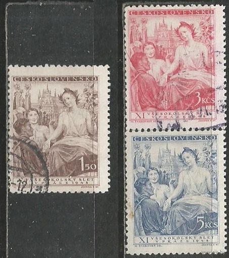 Чехословакия. Сокольский конгресс. Прага. 1948г. Mi#532-34. Серия.