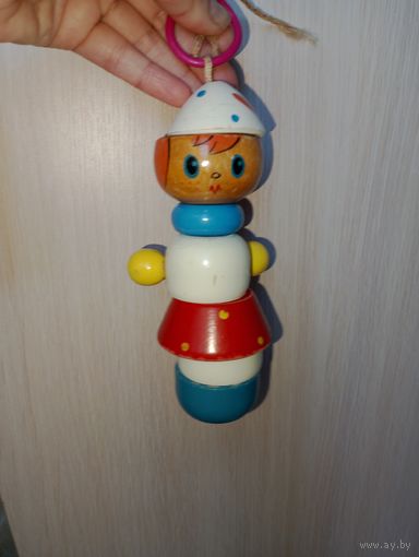 Игрушка деревянная пирамидка. Кукла СССР деревянная, ручная роспись