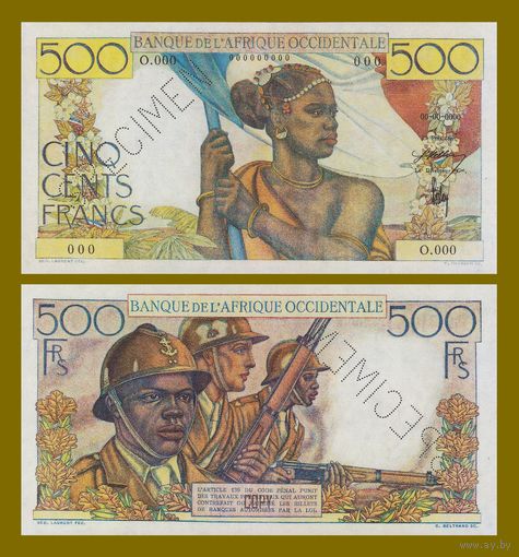 [КОПИЯ] Французская Западная Африка 500 франков 1946-53 г.г. (образец)