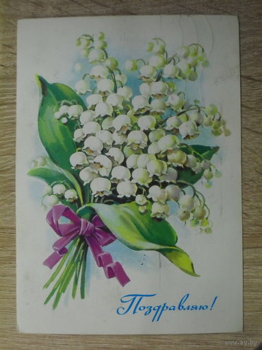 ПОДПИСАННАЯ ОТКРЫТКА СССР. "ПОЗДРАВЛЯЮ". ХУД. Е. КУРТЕНКО. 1980 ГОД.