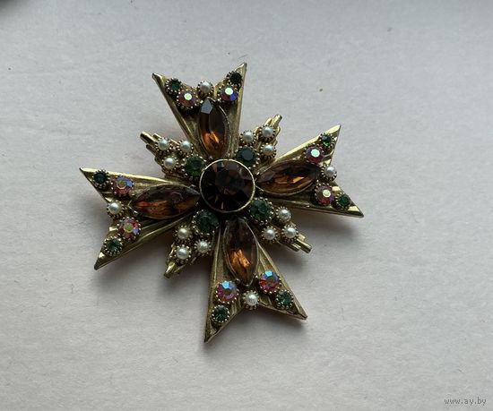 Брошь Мальтийский крест Sphinx Англия 60-е Редкость