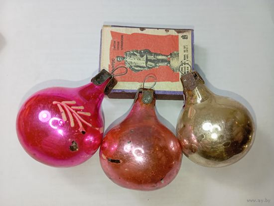 Игрушка на ёлку , Шарики , винтаж , стекло , СССР . С рубля