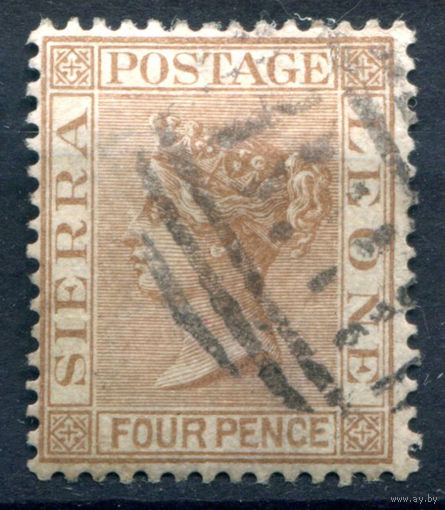 Британские колонии - Сьерра-Леоне - 1883/93г. - королева Виктория, 4 P, гаш - 1 марка - гашёная [Mi 20]. #4-B5-126-A-1