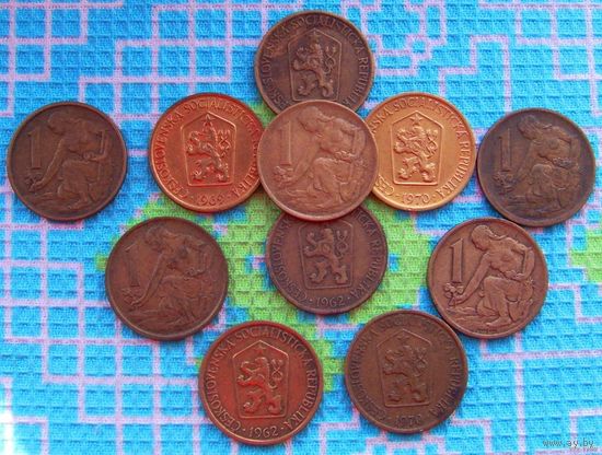 Чехословакия 1 крона 60-е и 70-е года. AU.