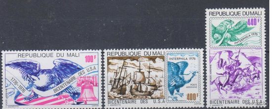 [237] Мали 1976. 200 лет США.Парусники,лошади. СЕРИЯ MNH