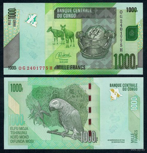 Конго 1000 франков 2022 год. UNC