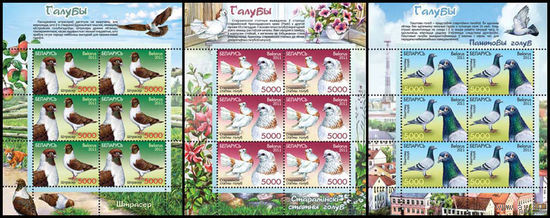 Голуби. Беларусь. 2011. 3 малых листа. Чистые