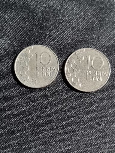 Финляндия 10 пенни 1992 и 1996