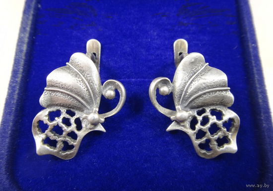 Серьги бабочки серебро 925 пр. СССР