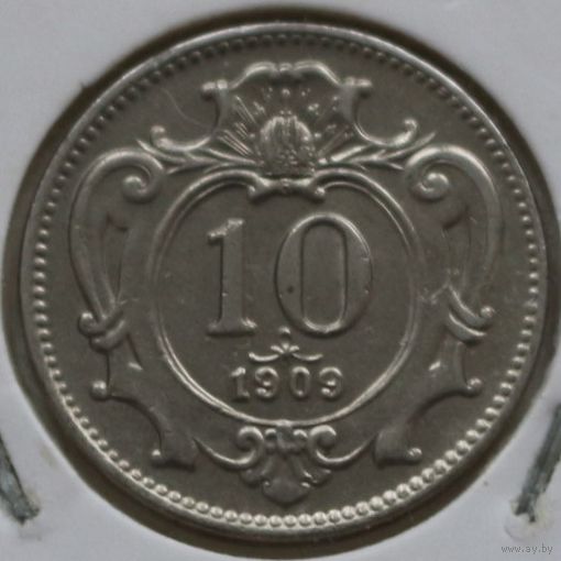Австрия 10 геллеров 1909 год