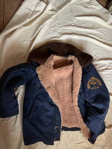 Оригинальная куртка советских пилотов на натуральном стриженном мехе барашка уже с РЕДЧАЙШИМ !!! логотипом на рукаве! В размере 50-3.