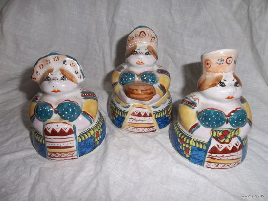 Набор . Солонка , перечница , масленка . Добруш . Авторская роспись