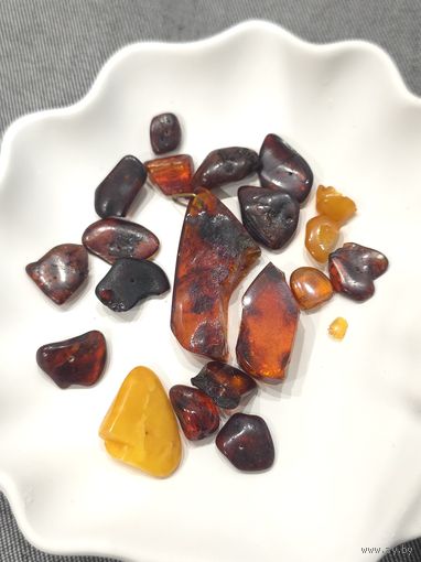 Лот С 1 РУБЛЯ! много лотов! Бусины и кусочки натурального янтаря, россыпь