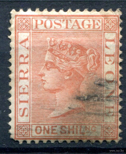 Британские колонии - Сьерра-Леоне - 1883/93г. - королева Виктория, 1 Sh - 1 марка - гашёная [Mi 21]. #4-B5-126-A-1