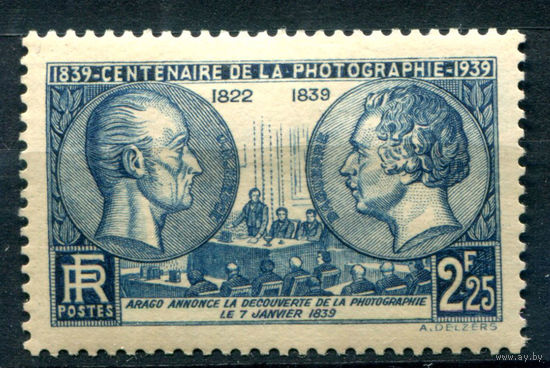 Франция - 1939г. - 100 лет фотографии - 1 марка - полная серия, MH [Mi 446]. #2-Fr-29-A-1