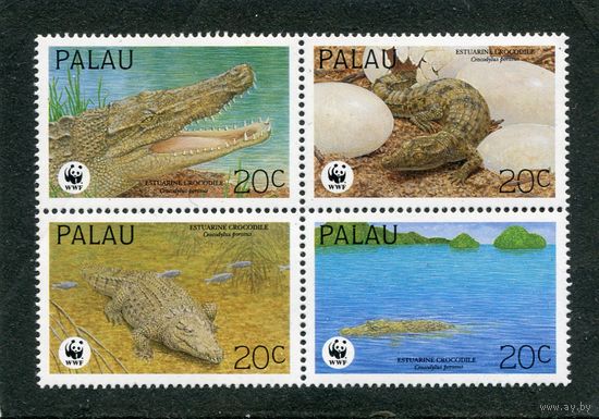Палау. Фауна. Гребнистый крокодил. Квартблок