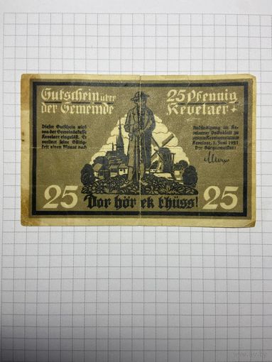 25 пфенигов (нотгельды) г. Германия.-2012