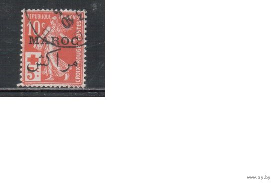 Марокко-1915,(Мих.С20)  гаш. , Стандарт, Надп. Красный Крест, Протекторат Франции, (одиночка)