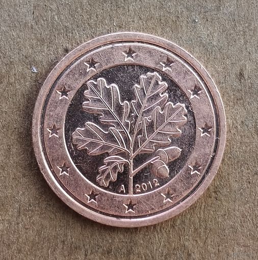 Германия 2 евроцента, 2012 г., отметка мд., "А" - Берлин, KM# 208