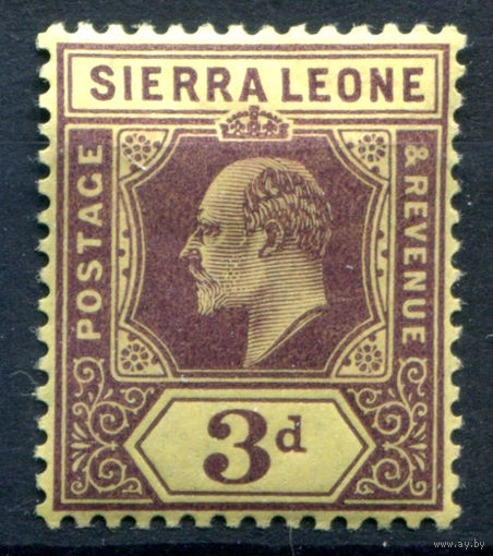 Британские колонии - Сьерра-Леоне - 1907/10г. - король Эдуард VII, 3 P - 1 марка - MH [Mi 73]. #4-B5-126-A-1