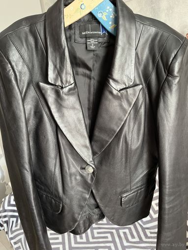 Укороченный кожаный пиджак, М, 44-46