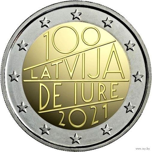 Латвия 2 евро, 2021 100 лет признанию государственной независимости Латвии UNC