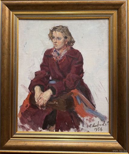 Козловский А.С "Портрет", 1956г. Холст на картоне, масло. Размер с рамой 39,5х45,5 см.