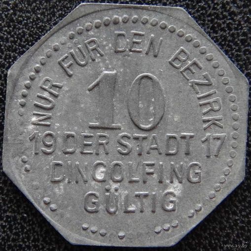 YS: Германия, Dingolfing, 10 пфеннигов 1917, нотгельд города Дингольфинг, цинк, Funck# 97.2