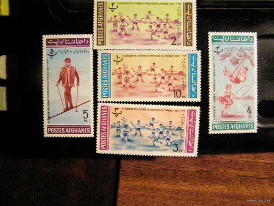 1963 Афганистан. Спорт. Дети. Качели. Лыжник.