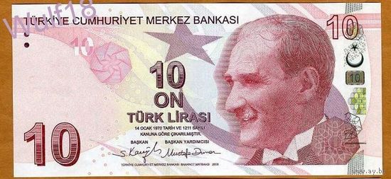 Турция 10 лир 2009 год (2020). Тип P-223f. Состояние UNC!