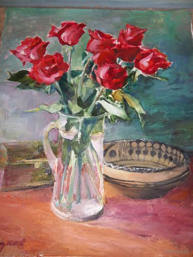 Холст . Масло . Владимир Гладков . Картина . Розы