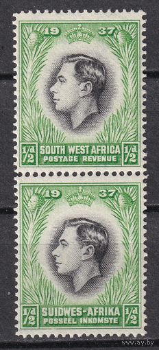 204.BrK. Великобритания. Колонии. Юго- Западная Африка. Георг VI. Стандарт. 1937 г. 2x1/2P. Mi.##182/183. MNH.