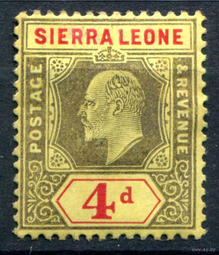 Британские колонии - Сьерра-Леоне - 1907/10г. - король Эдуард VII, 4 P - 1 марка - MH [Mi 74]. #4-B5-126-A-1