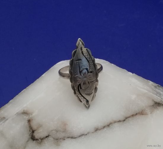 Серебряное кольцо Северная чернь, 925 проба.